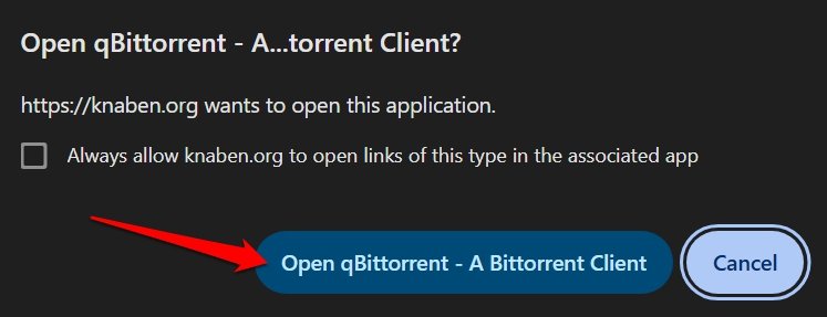open torrent client to grab magnet link from Knaben