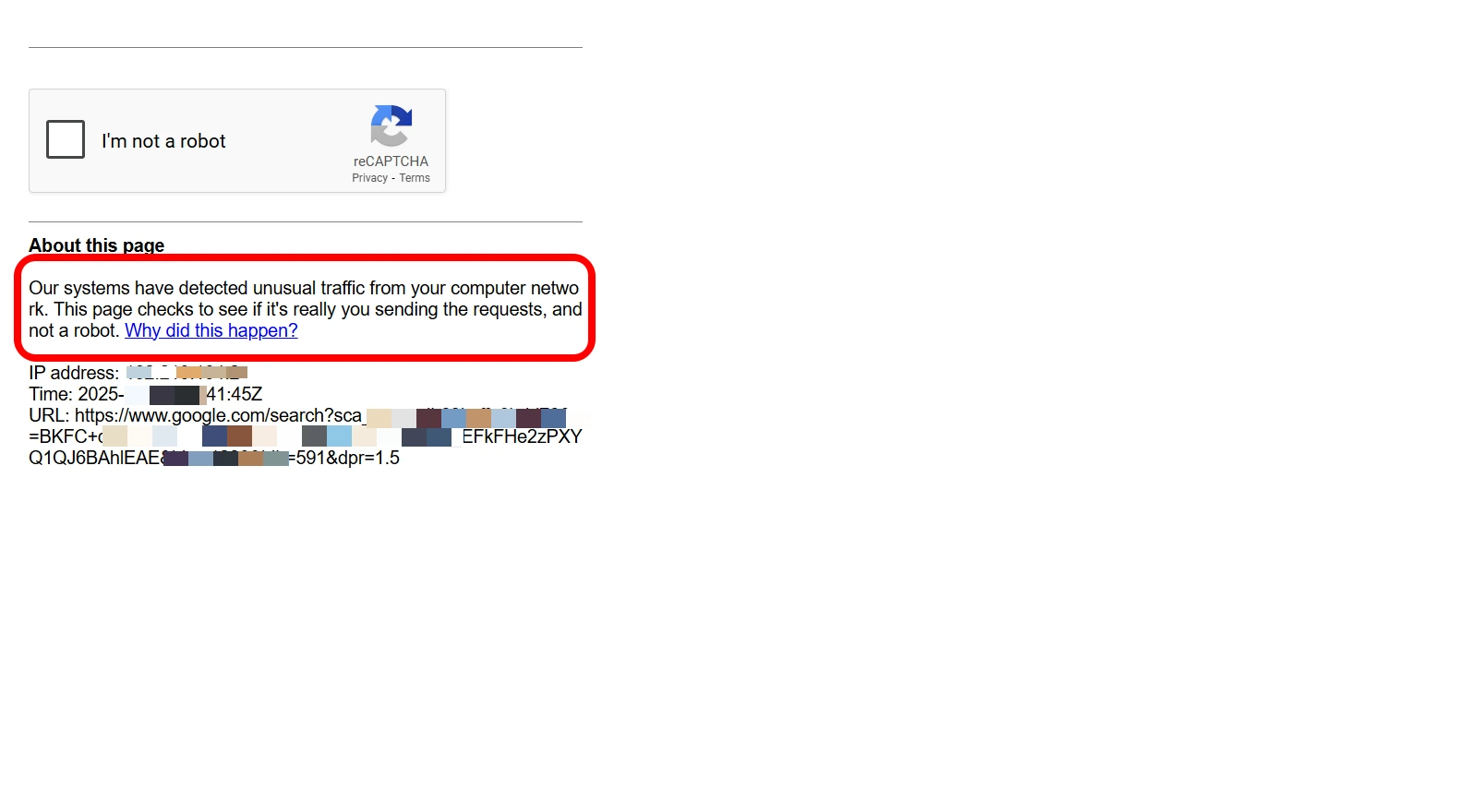 our systems have detected unusual traffic error Google