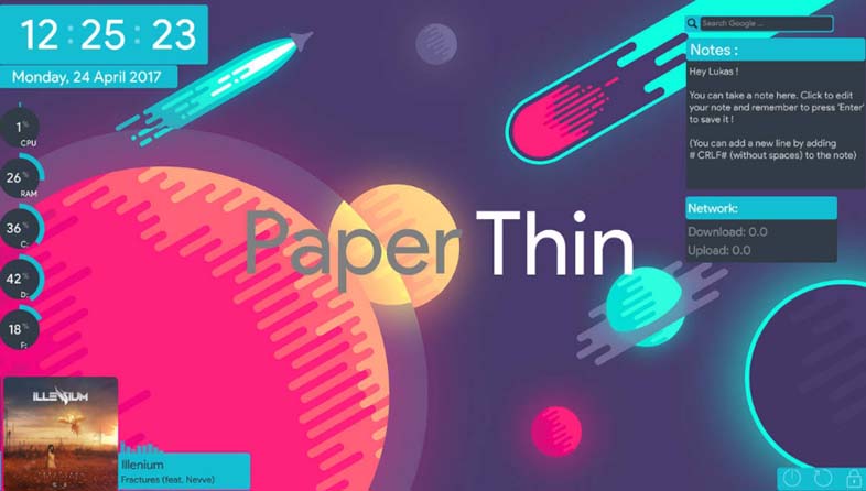 paper thin rainmeter skin