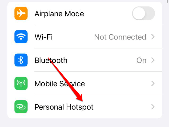 Tap on Personal Hotspot.