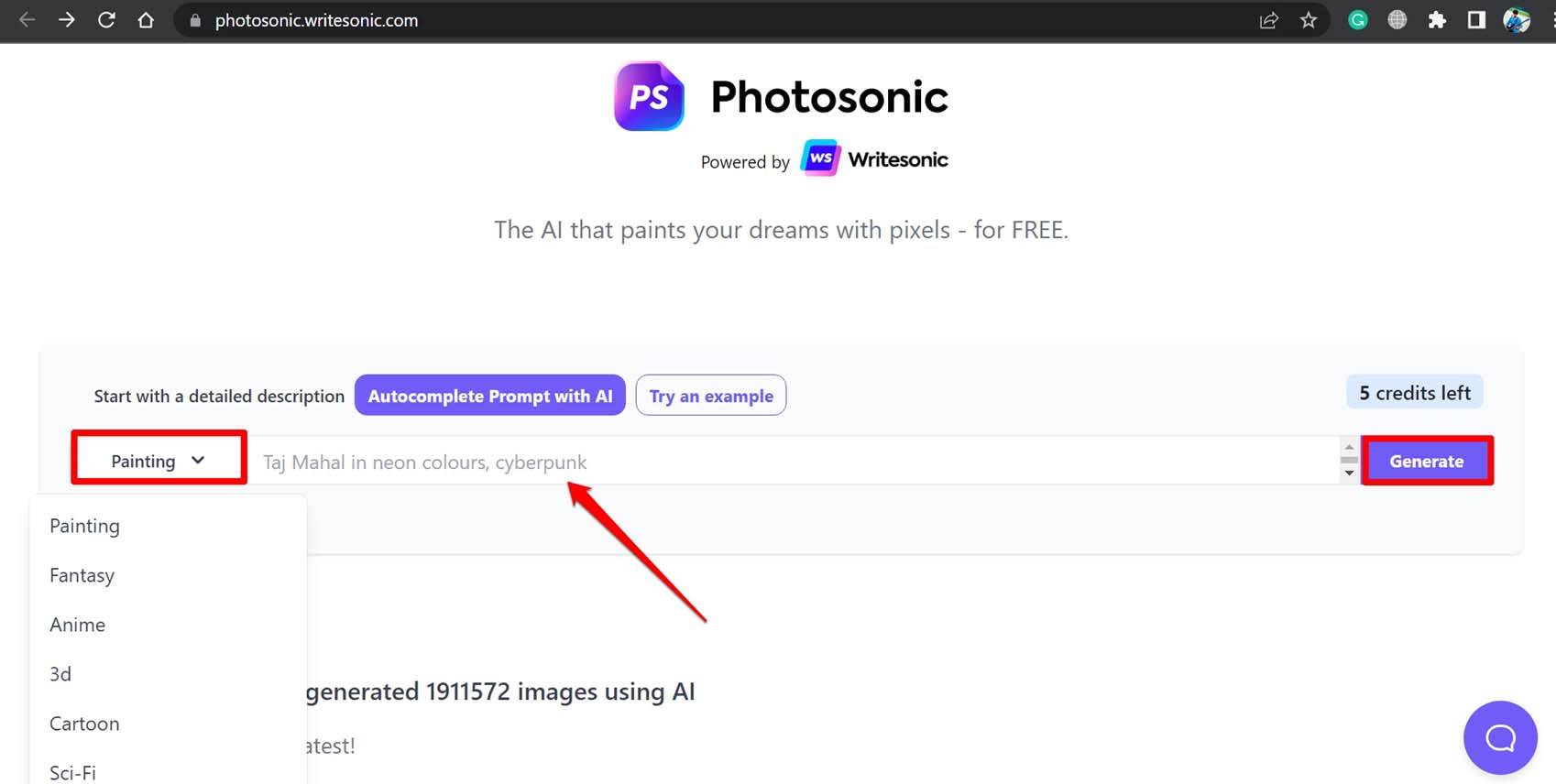 photosonic AI image generator