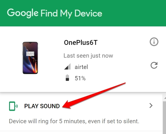 play sound to track lost android phone