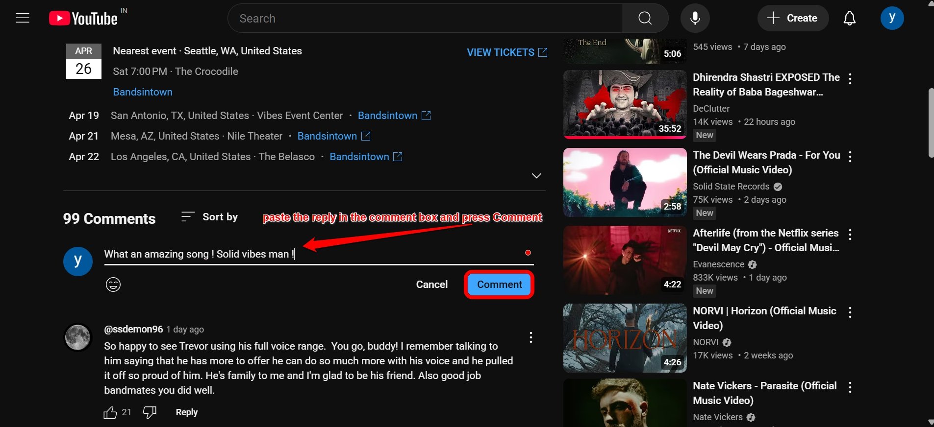 post a comment on YouTube