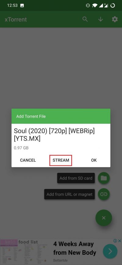 press the STREAM button and select the video file to begin streaming