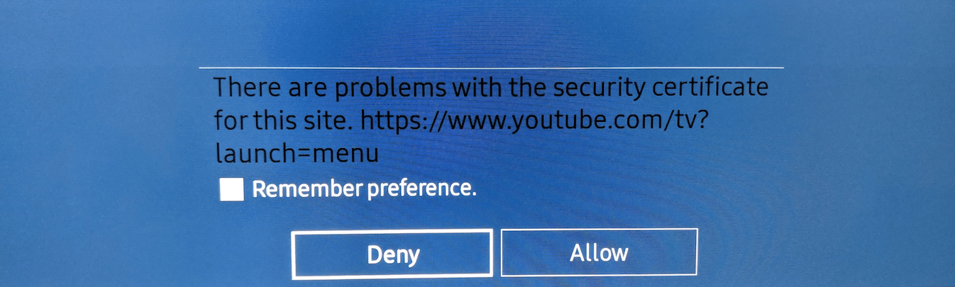 problem with security certificate on YouTube