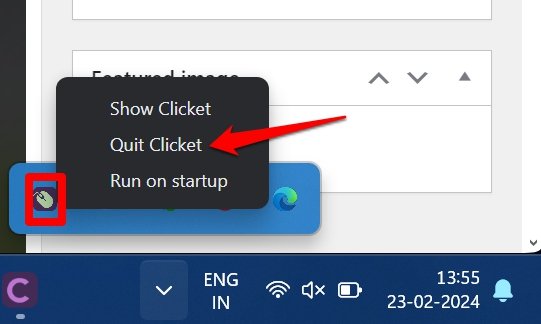 quit clicket app on Windows
