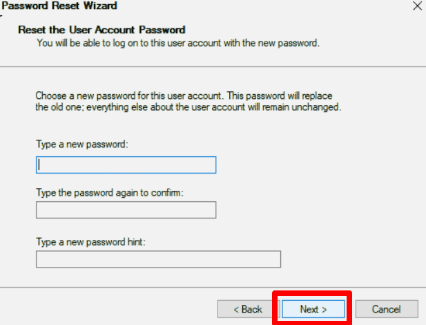 new password and rewrite it to confirm