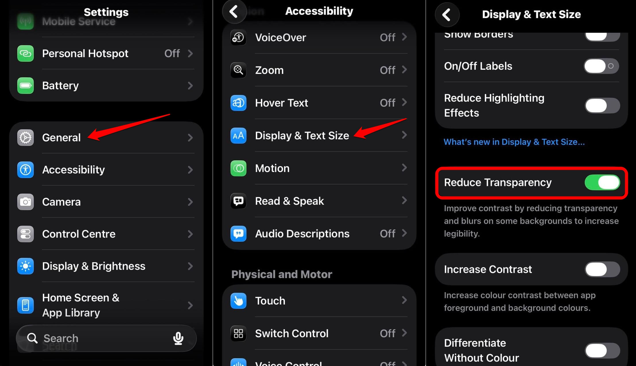 reduce text transparency in iPhone