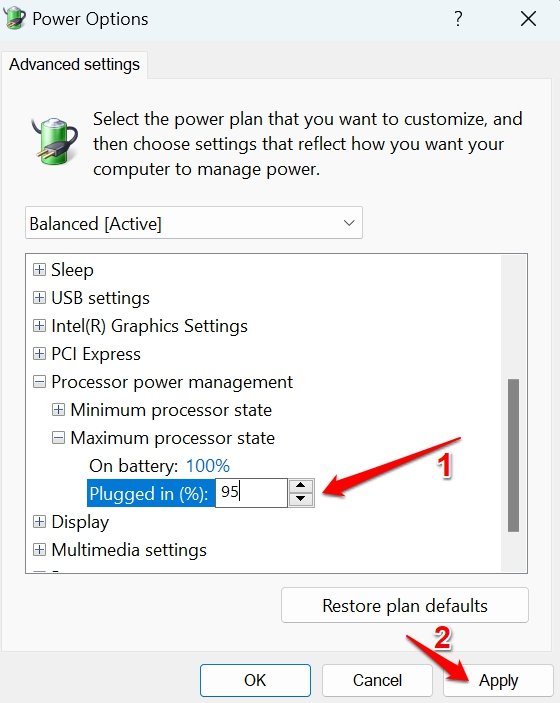 reduce the plugged in maximum processor state