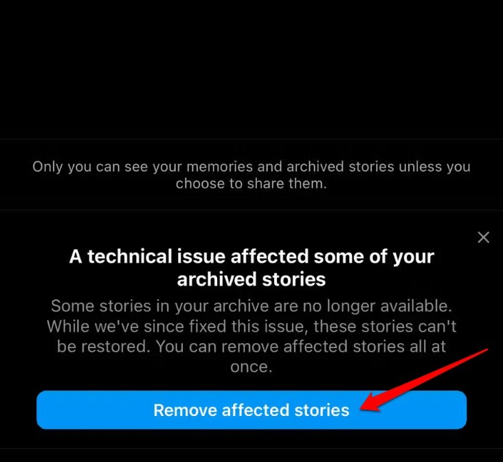 remove affected stories from Instagram