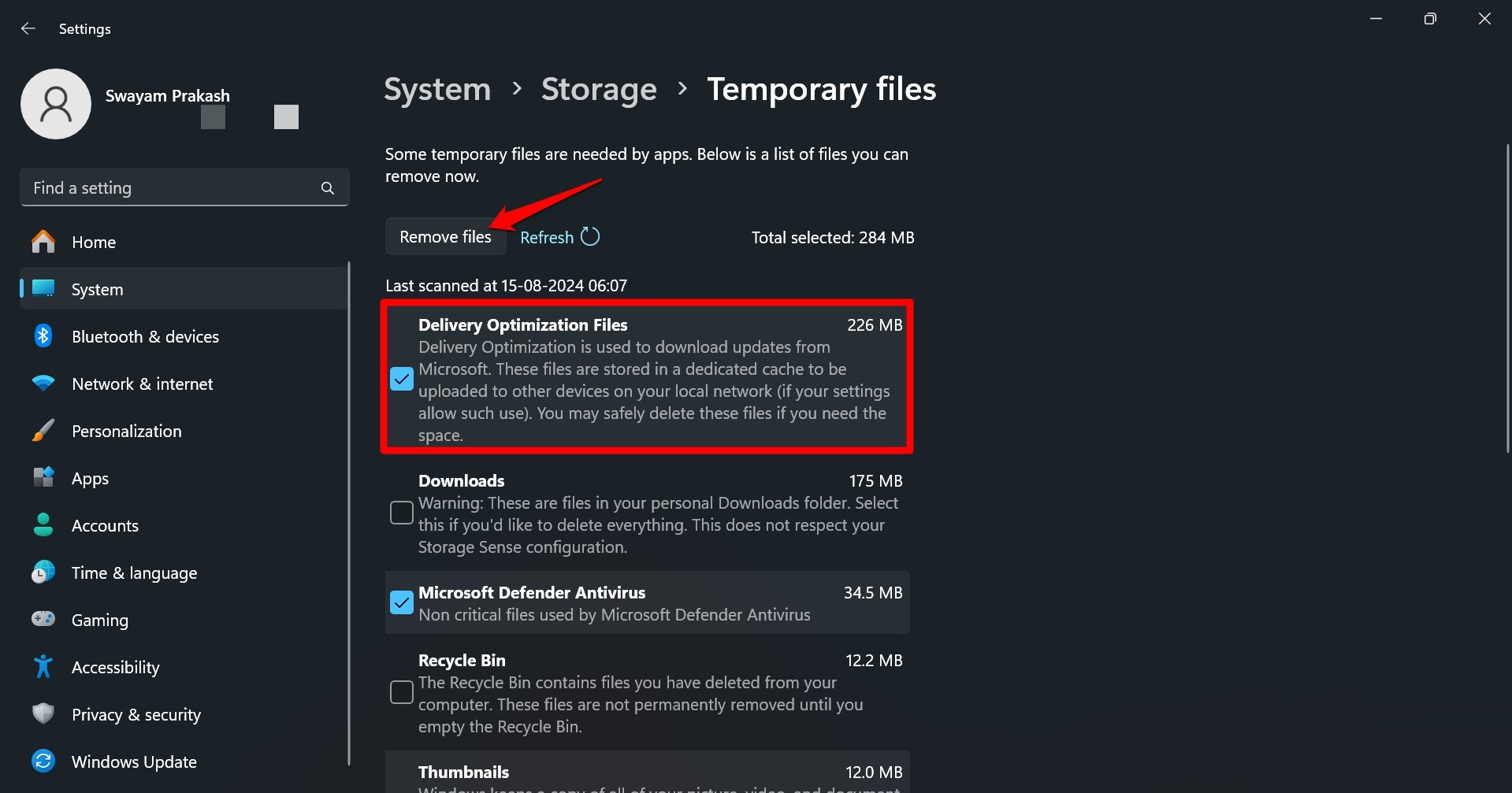 remove delivery optimization file from Windows settings