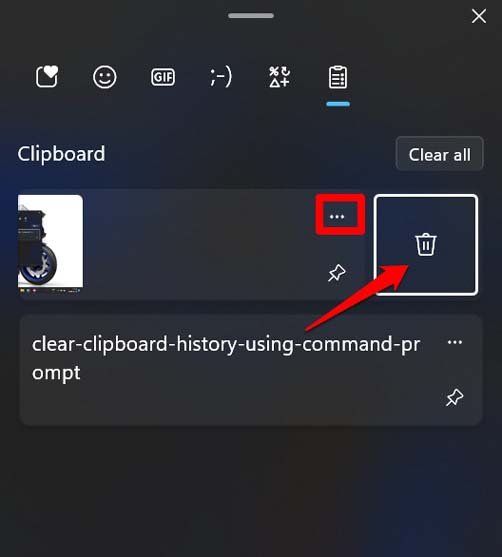 remove individual item on clipboard