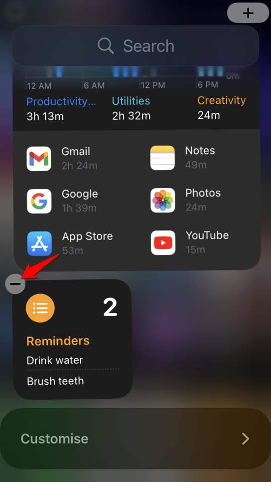 remove reminders widget