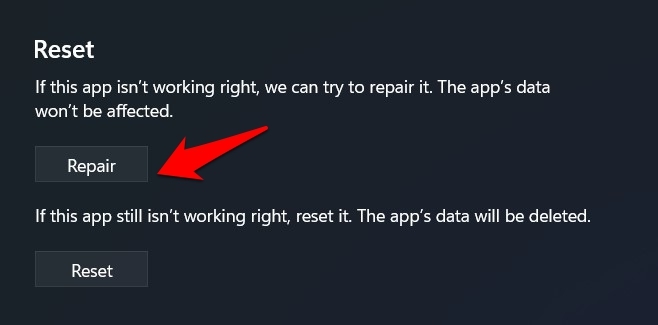 repair app windows 11