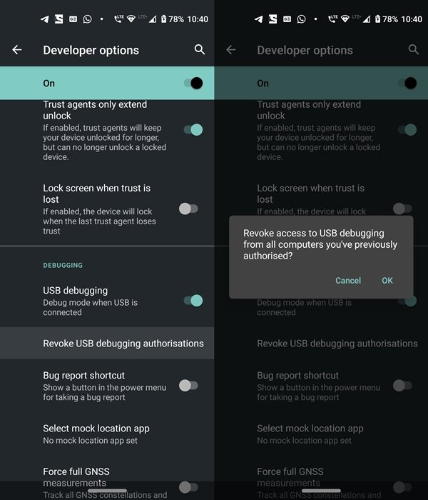 revoke usb debugging