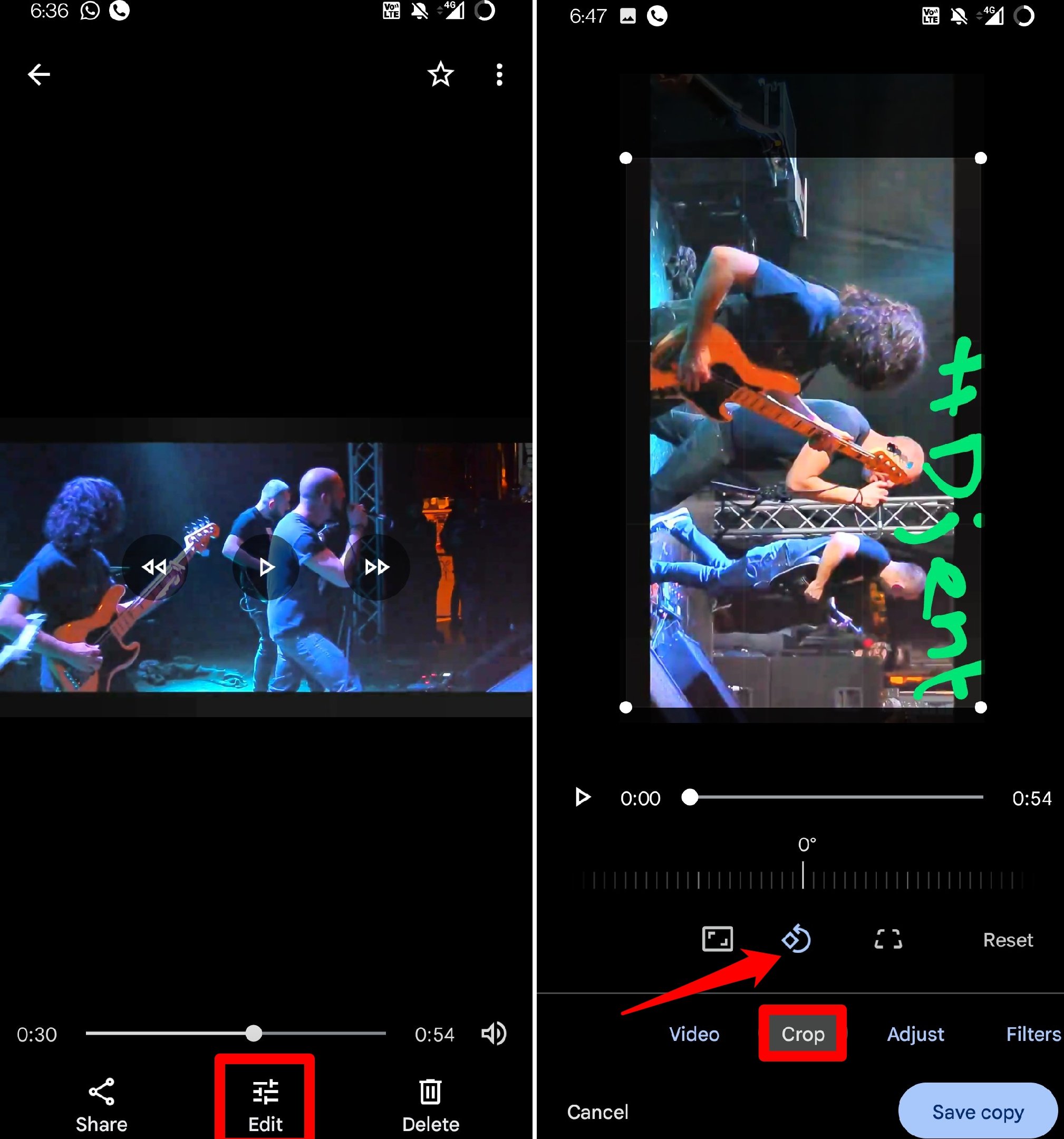 rotate a video in Google Photos