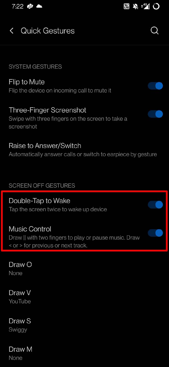 screen off gestures Android 11 