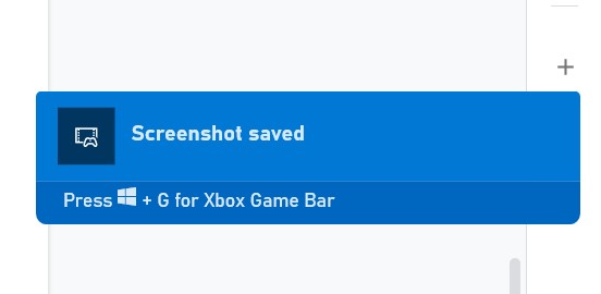 screenshot saved notification xbox game bar