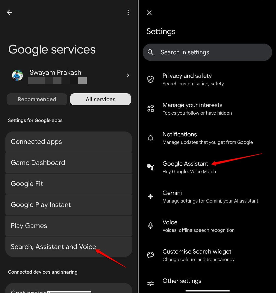 search assistant and voice settings Google