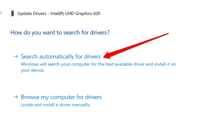 search automatically for graphics driver