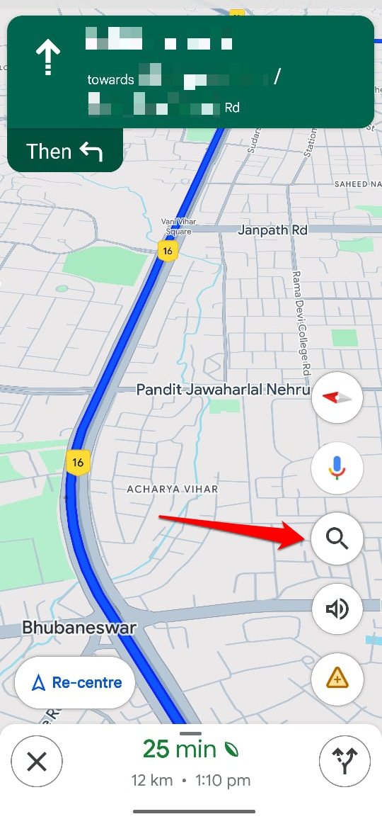 search icon on Google Maps