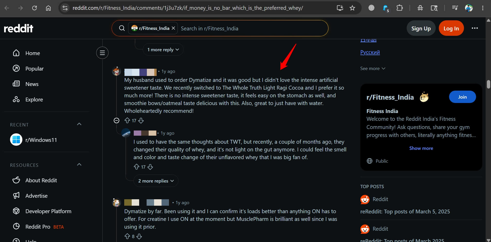 search query in Reddit