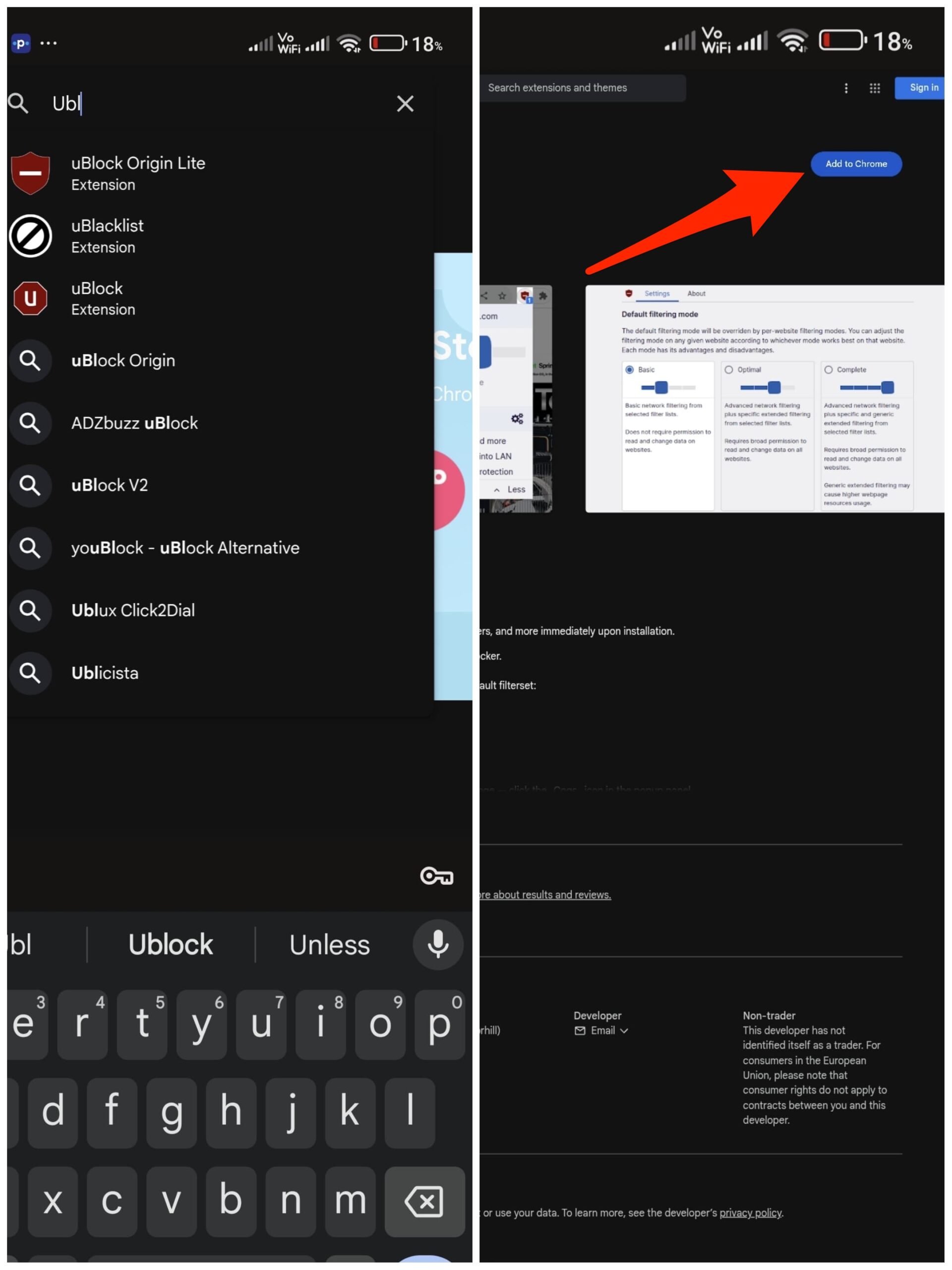 search for the extension - Add to Chrome