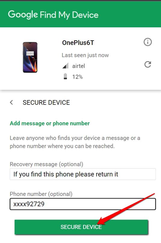 secure device message