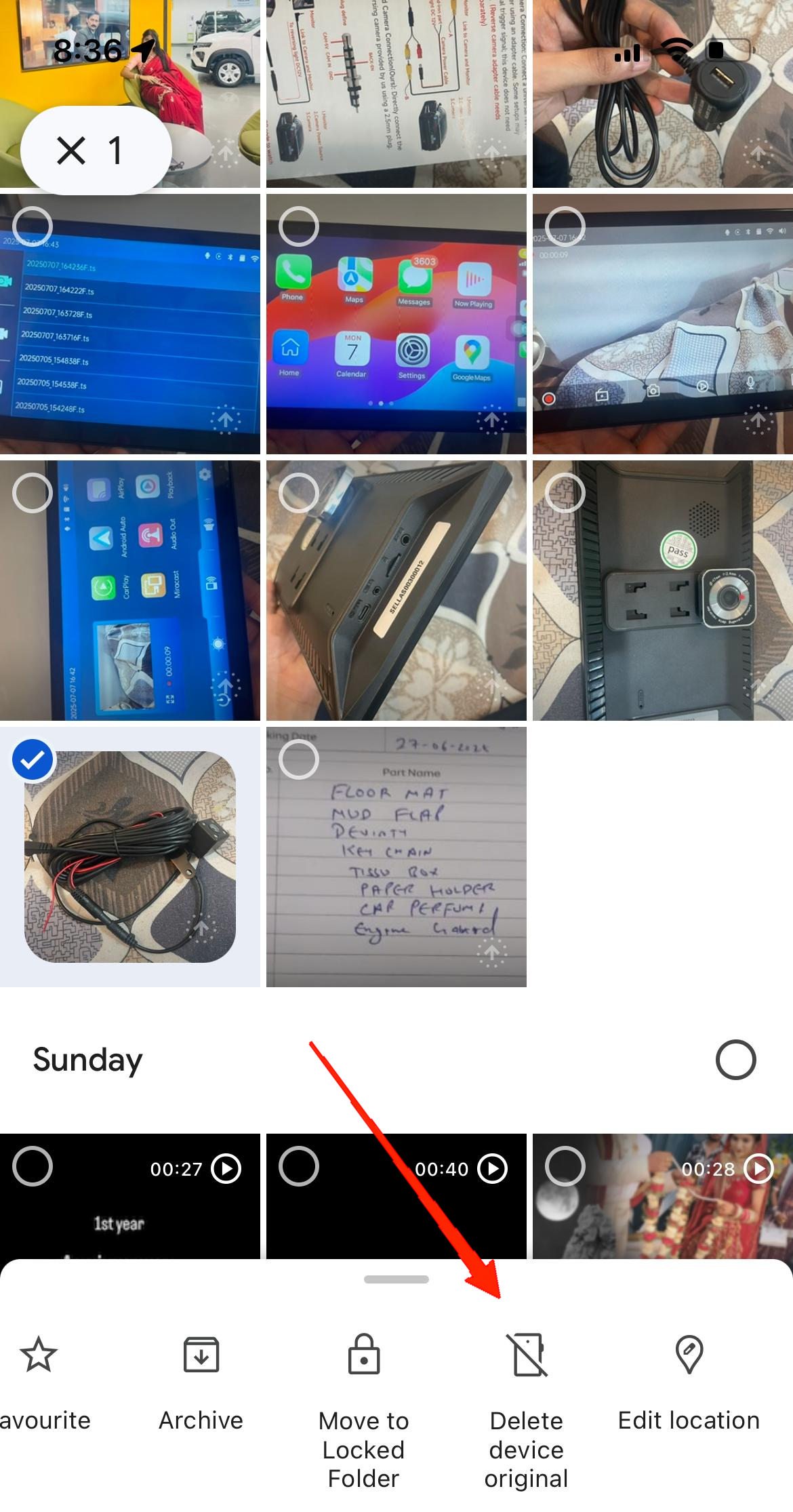 select Delete device original.