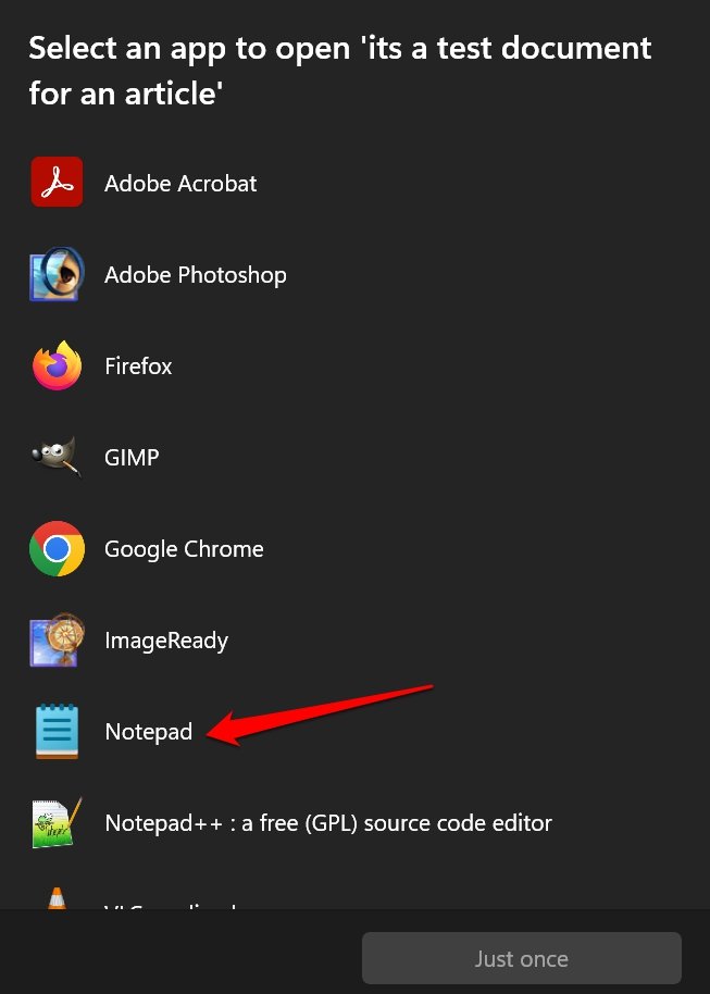 select an app to open a file saved without extension