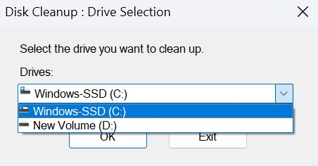 select hard drive to cleanup