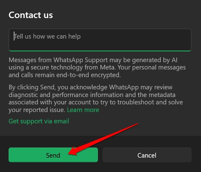 send bug report to WhatsApp