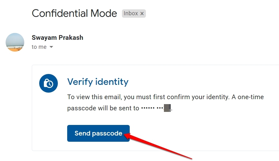 send passcode to recipient