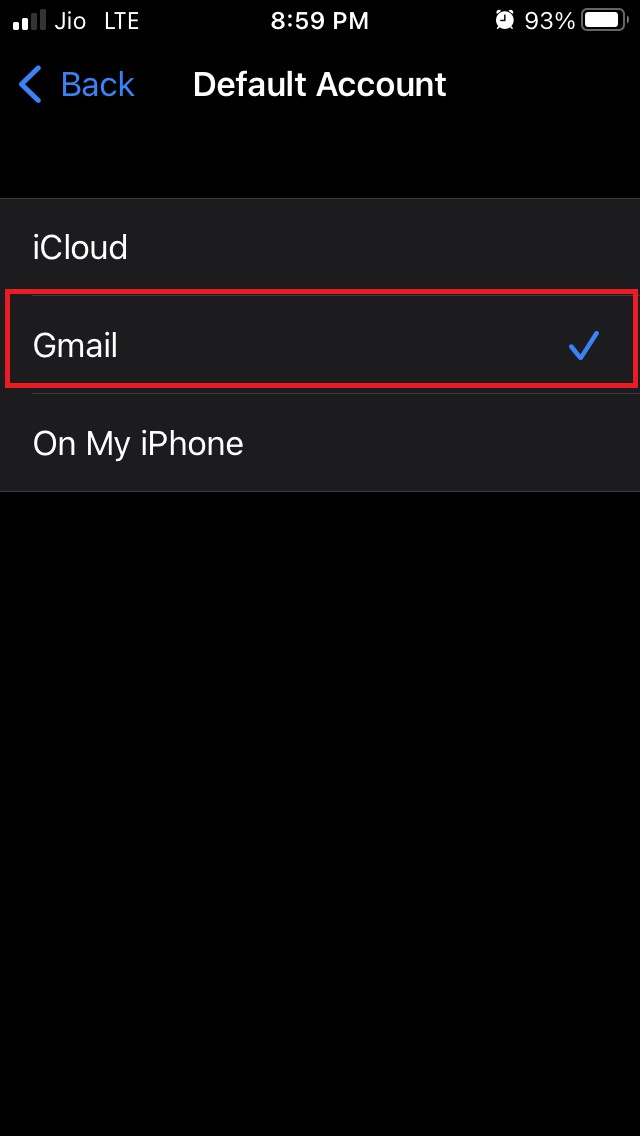 set Gmail as default account