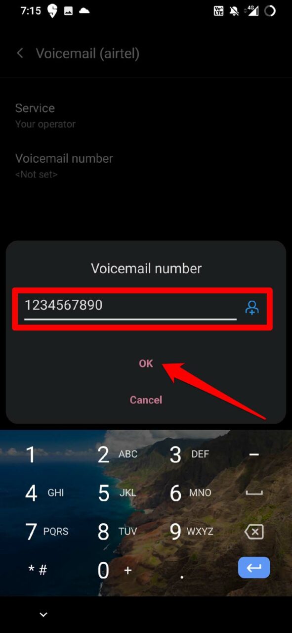 set a voicemail number in Android