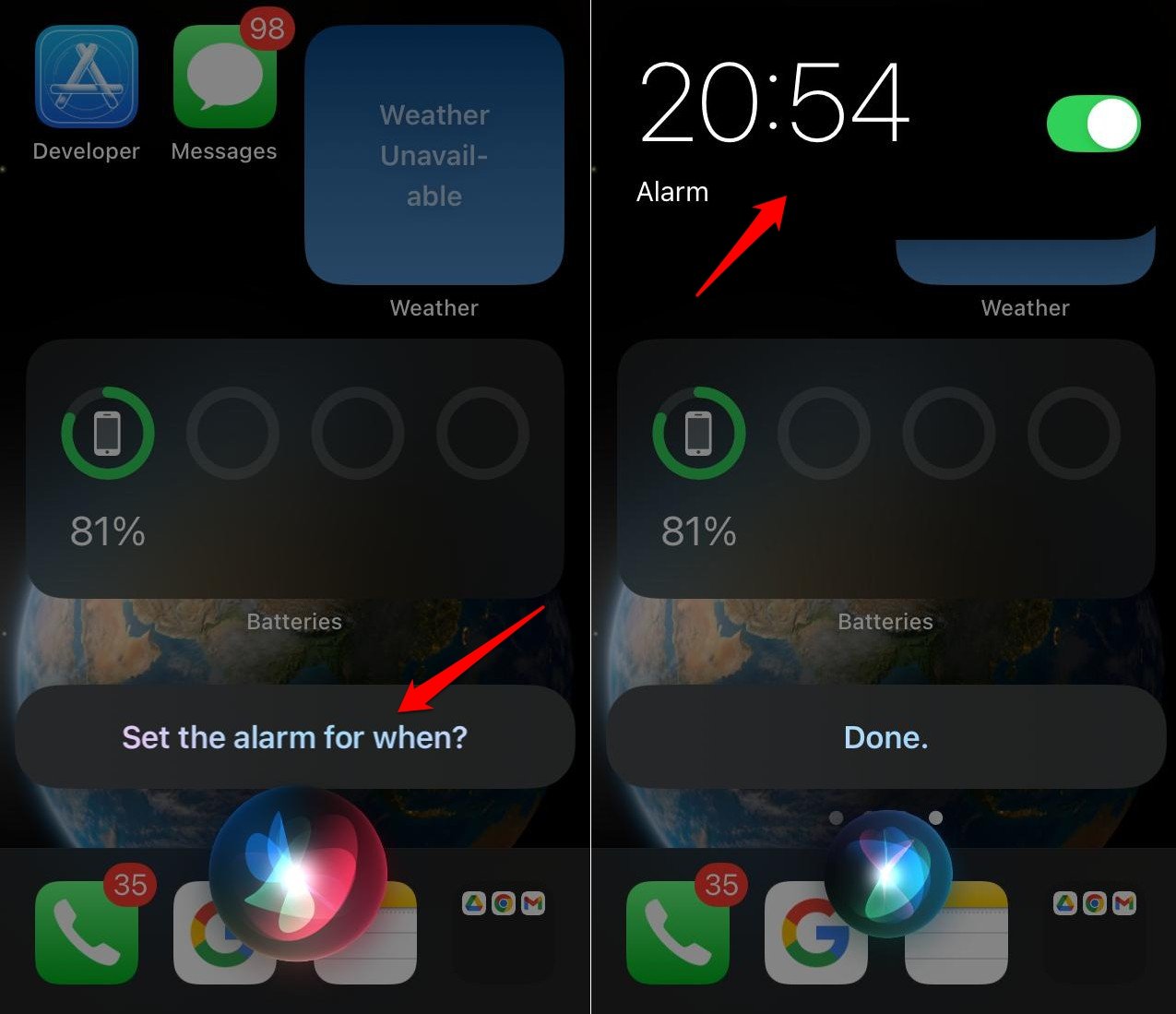 set alarm on iPhone using Siri