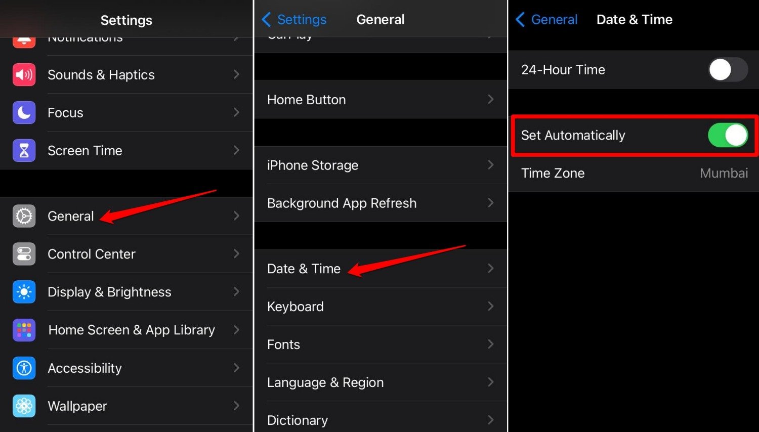 set automatic time on iOS