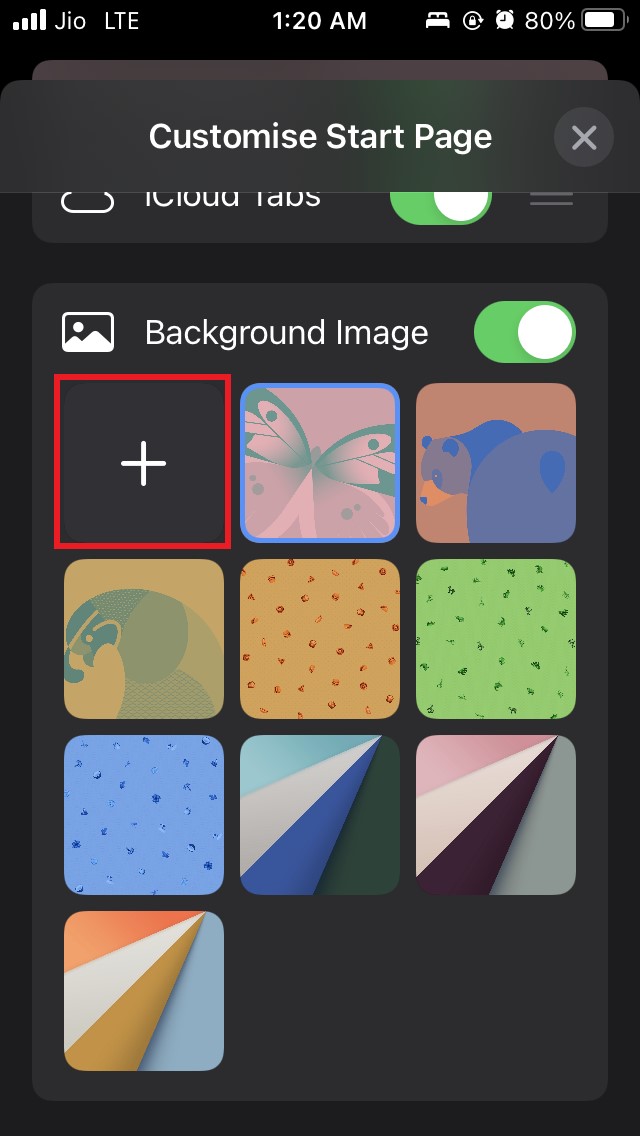set custom background image Safari