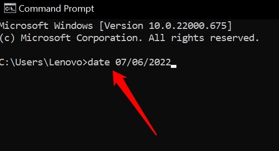 set date using command prompt