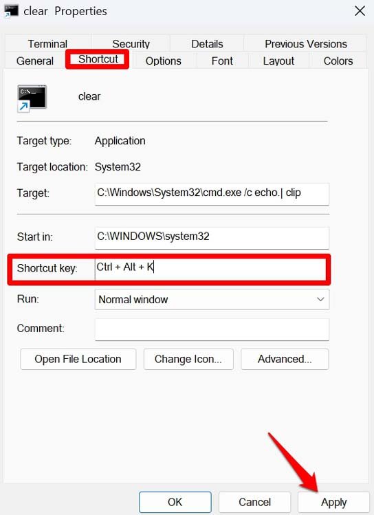set-keyboard-shortcut for clearing clipboard-history on Windows 11