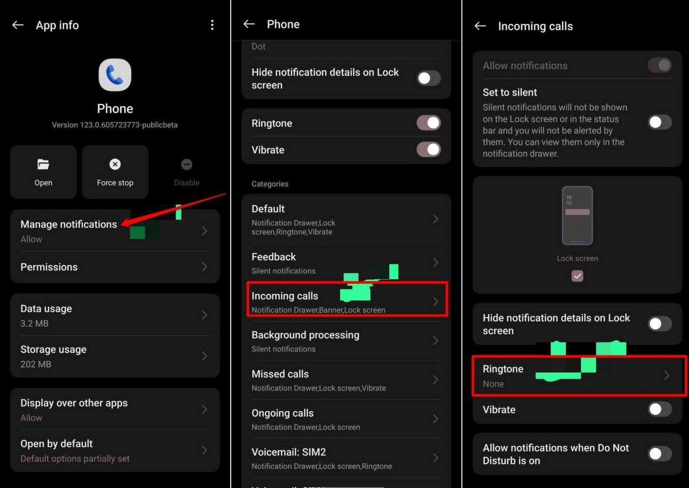 set ringtone from the phone app notification settings in Android