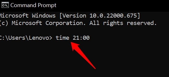 set time using command prompt
