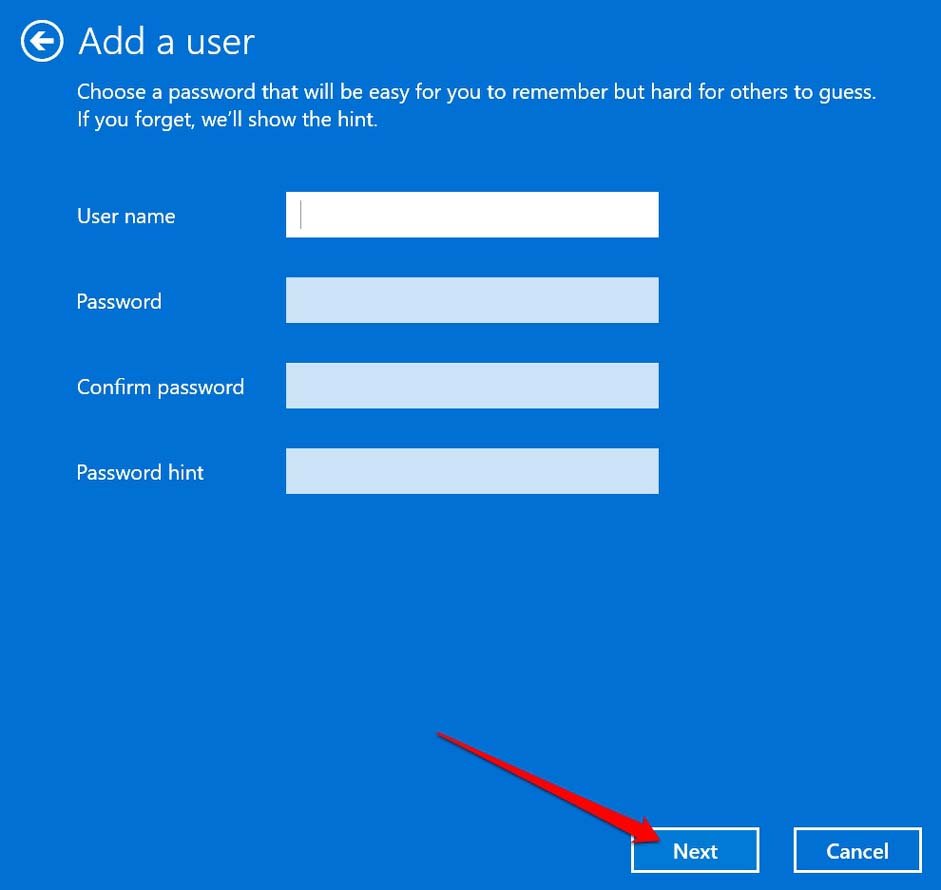 set username password for Windows guest account