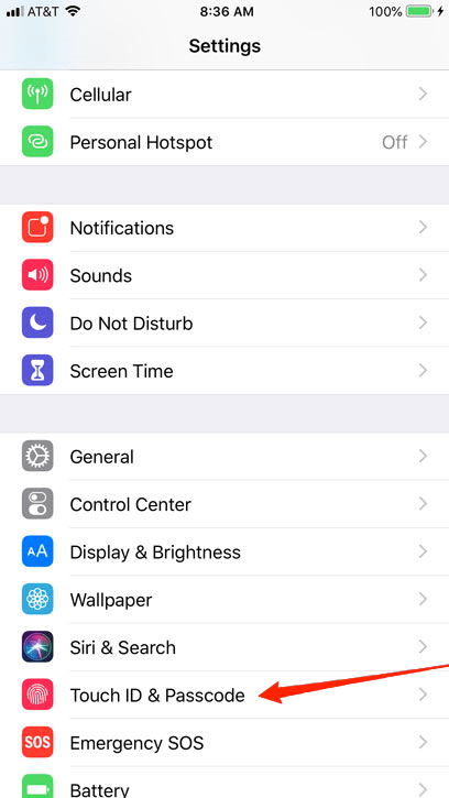 touch id settings