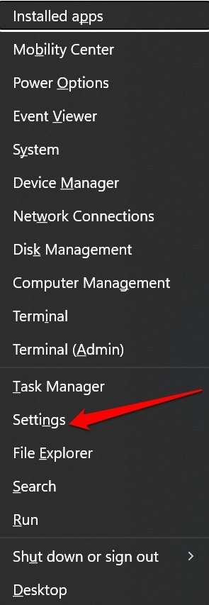 shortcut to Windows 11 settings