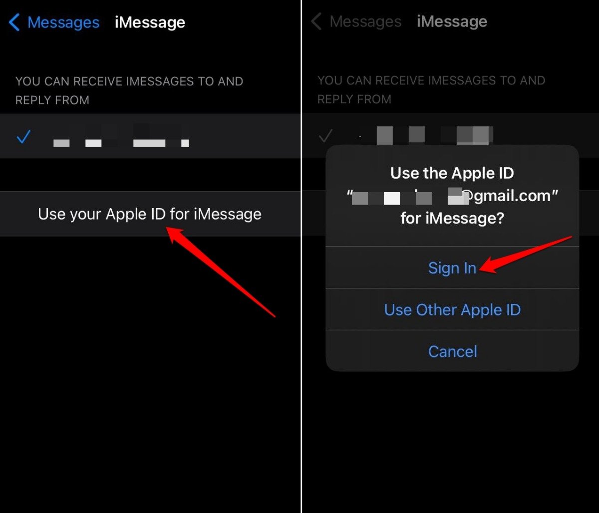 sign in with Apple ID to access iMessage