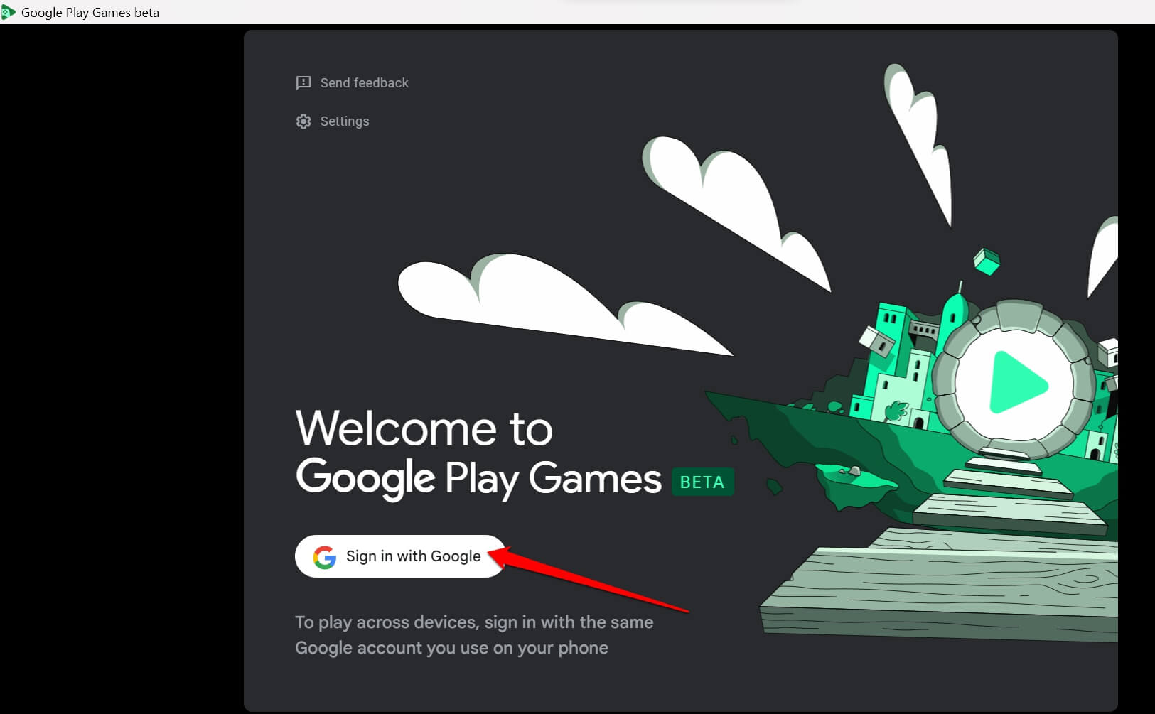 sign into Google Play Games beta for PC
