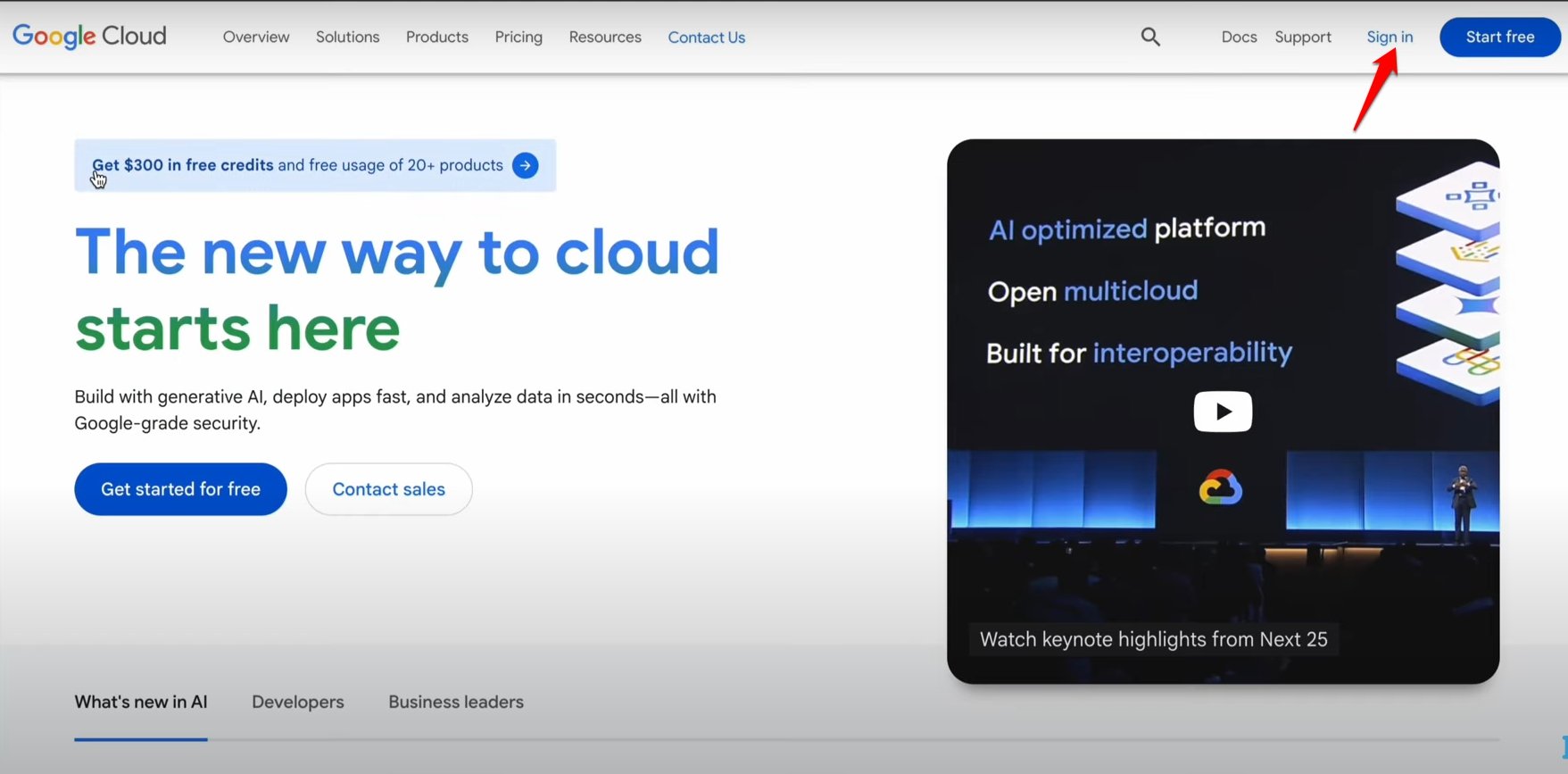 sign into Google cloud