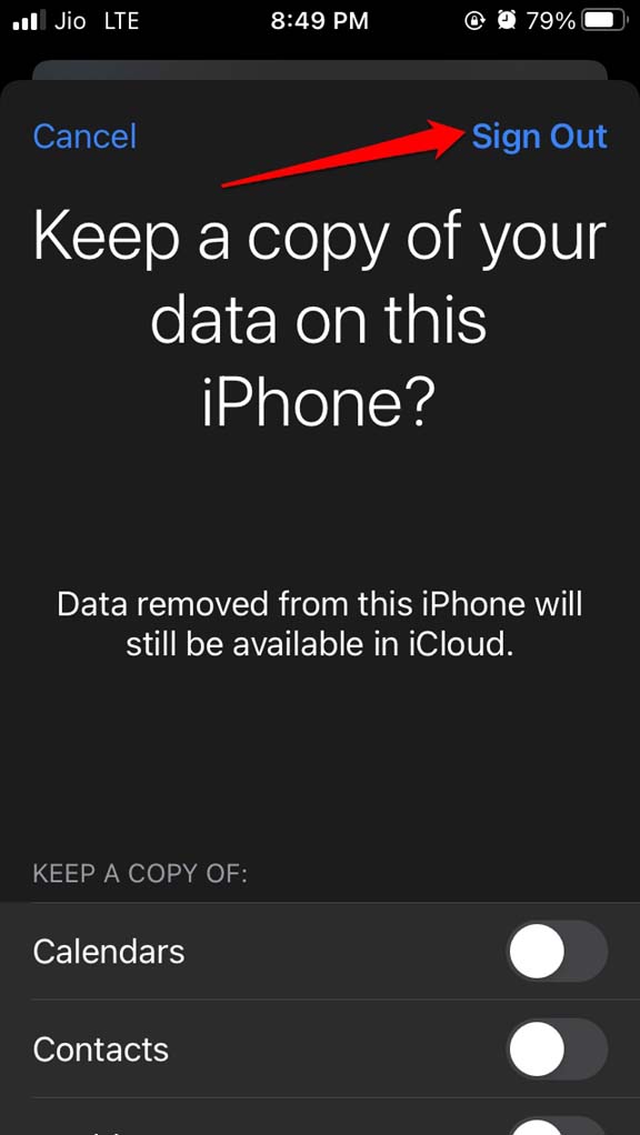 sign out of iCloud iPhone