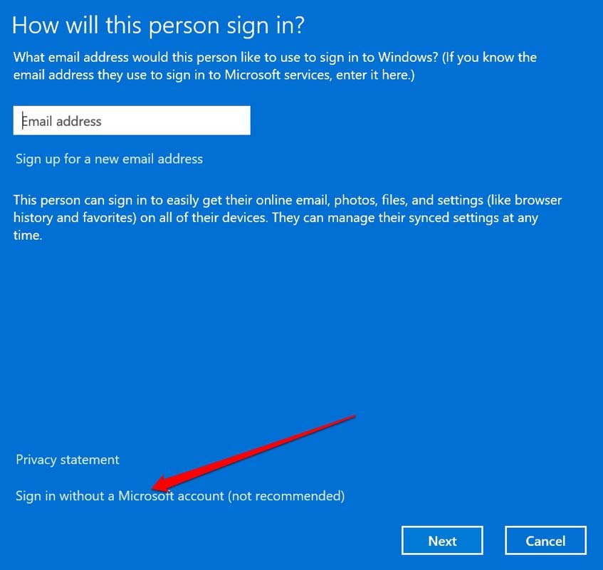 sign out with Microsoft account